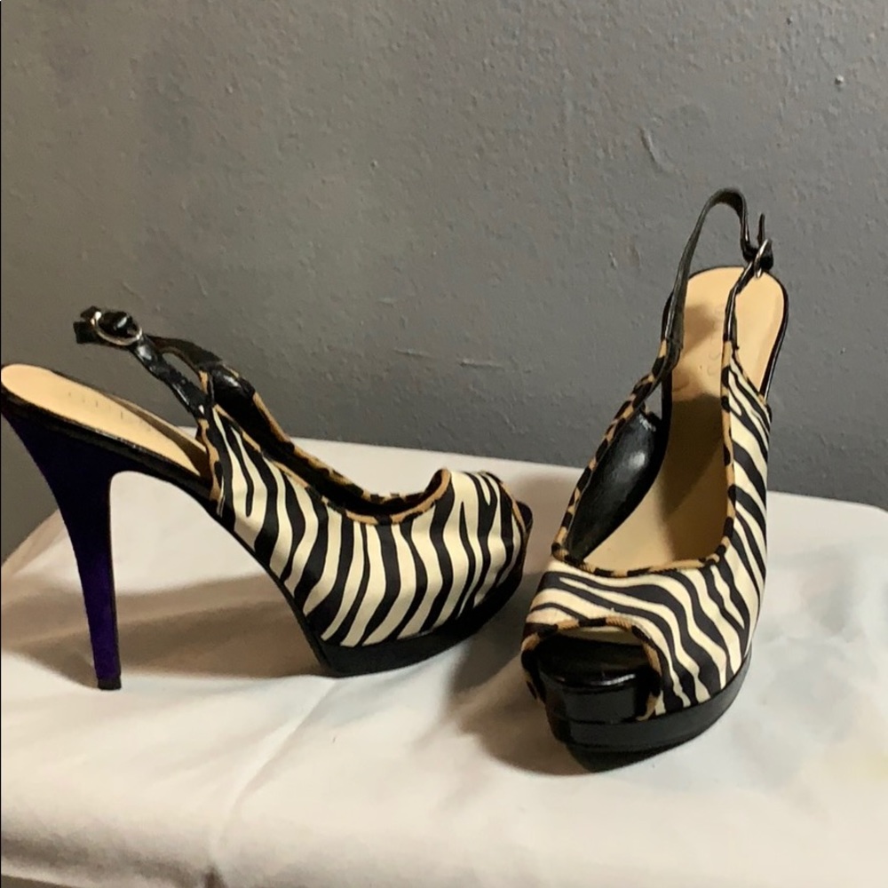 Guess zebra print slingback heels